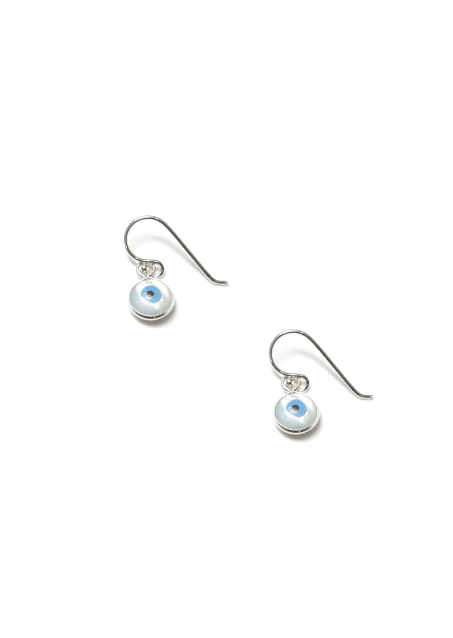 Greek evil eye silver drop - dangle earrings